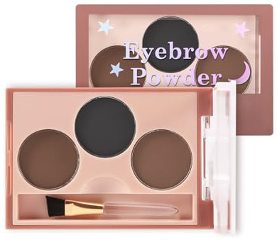 Boobeen 3 Farben Augenbrauenpuder Makeup Brow Palette, Augenbrauenpuder Brow Shaping Kit, abgeschrägte Brow Brush, schafft perfekt geformte 3D Brows