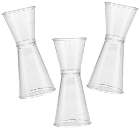 UTHCLO Misurino per Cocktail Doppio in Plastica Trasparente, Bicchiere da Jigger 2 Oz, Strumento Bar Leggero e Riutilizzabile per Casa, Feste e Bar, Set da 3 Pezzi