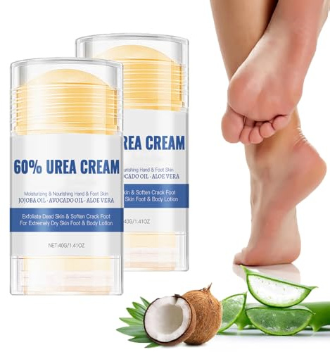 Crème Pieds Réparatrice à l’Urée 60%, Soin Hydratant Intensif pour Pieds Secs et Fissurés, Idéale pour Talons, Genoux, Mains et Coudes, Nourrit et Lisse la Peau – Lot de 2