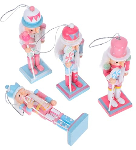 FIXOSHEE 4pièces Figurines Casse-Noisette Bois Soldats Décoratifs Traditionnels pour Noël Personnages de Table pour Fêtes