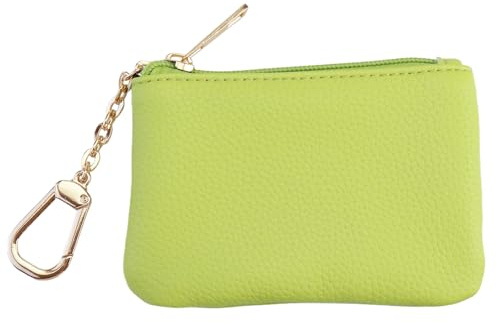 Keychain Coin Purse, Small Change Purse with Card Holder, Keychain Pouch Wallet for Women and Men (Yellow Green)