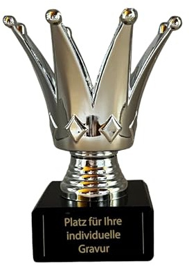 Pokal Poker 13 cm - Trophäe mit Gravurschild für Pokerturniere & Spiele | Silberne Figur mit Karten- und Chip-Motiv auf Marmorsockel, 360 g Gewicht, perfekt für Pokervereine und Casino-Events