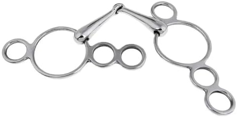 Oxtxuzdm - Boquilla articulada de 3 anillos de metal para mordaza de caballo de acero inoxidable con boca articulada de caballo