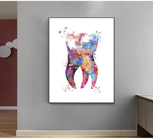 Wanddeko für Zahnarztpraxis, Zahnfee-Kunst, minimalistischer Leinwanddruck für Wohnzimmer und Zuhause 50x70cm ohne Rahmen