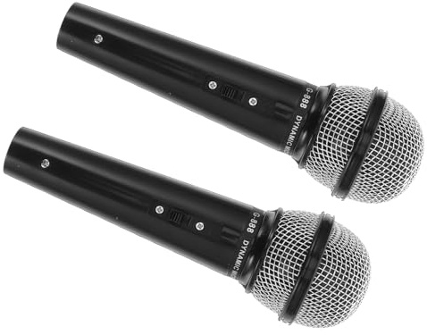 Kisangel Lot de 2 Microphones de Simulation Garçon et Filles Noir Miniature Jouet Microphone en Plastique Léger pour Jeu D’Imitation Fête D’Anniversaire Spectacle
