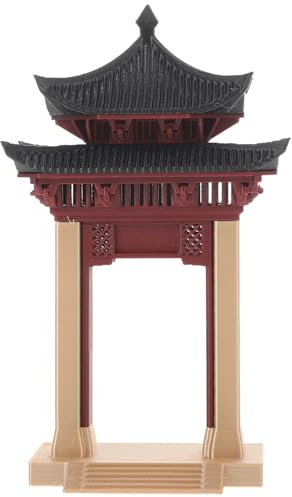 Levemolo Miniature Torii Gate: Mini Tower Ornament - Traditional Pavilion Plastic Model - Micro Landscape Ornaments for Dollhouse Bonsai Zen Garden Fish Tank Decoration