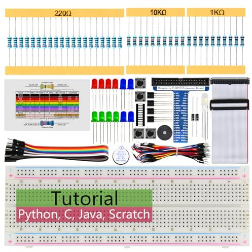 Freenove Basic Starter Kit for Raspberry Pi 5 4 B 3 B+ 400 Zero 2 W, 383-Page Detailed Tutorial, Python C Java Scratch Processing Code, 146 Items, 48 Projects (Raspberry Pi NOT Included)