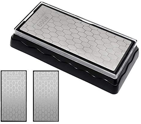 Double-sided Diamond Sharpening Stone,YCAMMIN Knife Sharpener Stone diamond sharpener Honeycomb Surface Plate with Non-slip Base for Scissors Knives Outdoor Kitchen Sharpen Tools (600/1200 Grit)