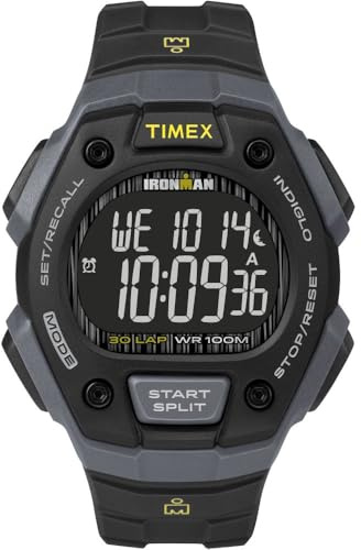 Timex Men's Ironman Triathlon Classic 30 38mm Watch – Gray & Black Case Negative Display with Black Resin Strap
