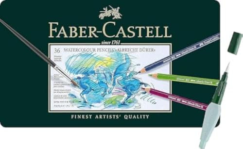 Faber-Castell - Aquarellstifte Albrecht Dürer, 36er Metalletui + Art und Graphic Wassertankpinsel