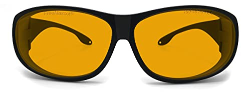 FREEMASCOT Professional OD 6+ 190nm-490nm Wavelength Violet/Blue Laser Safety Glasses for 405nm, 445nm, 450nm,473nm Laser (Black) (Style 4)