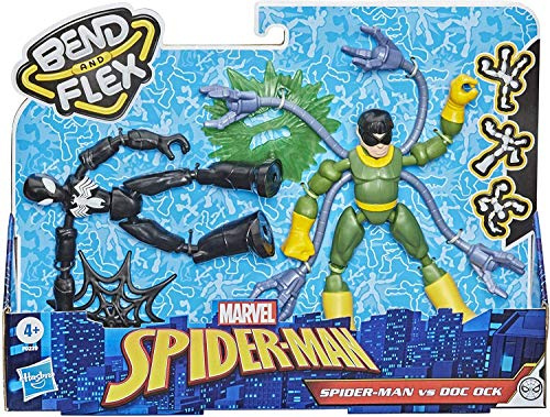 Spiderman F0239 Marvel Spider-Man Bend and Flex Black Suit Spider-Man gegen Doc Ock Action-Figuren, 15 cm große biegbare Figuren, für Kids ab 4 Jahren