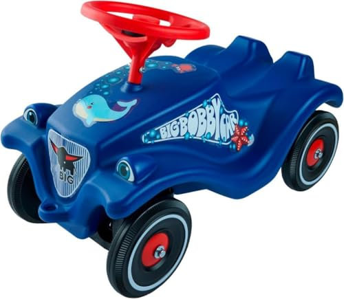 BIG-Bobby-Car Classic Ocean - Kinderfahrzeug mit Aufklebern in Ozean Design, für Jungen und Mädchen, belastbar bis zu 50 kg, Rutschfahrzeug für Kinder ab 1 Jahr, blau, Vlau