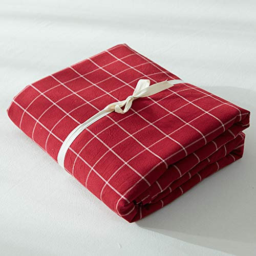 Oxskk - Copripiumino in 100% cotone naturale lavato, stampa a quadri di lusso, morbido, confortevole, traspirante, con cerniera ad angolo, 22 cm x 180 cm x 220 cm
