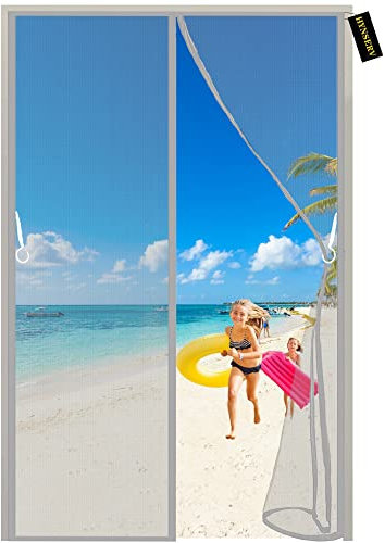 DIY Magnetische FliegenTür Tür 85x210cm Grau Insektenschutz Fliegengitter Gute Luftdurchlässigkeit, Magnete Automatisch schließen Waschbar für Balkontür Terrassentür