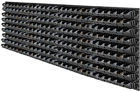 KADAX Werkzeugwandregal Groß, 232x78cm Lagersystem aus robustem Kunststoff, UV-Resistentes Modul-System, Erweiterbare Wandplatten, Werkstattregal für Garage (Schwarz, 252 tlg.)