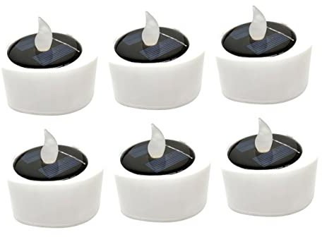 Uonlytech 6stücke Solar Flicker Kerzen Mit Warmweißem Licht Elektronische Teelichter Für Innen Und Außendekoration Für Partys Und Feste
