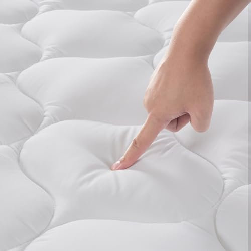 DUANDUAN Topper para colchones, 140 x 200 cm, suave topper, cubrecolchón con bolsillos profundos, protector de colchón lavable a máquina, color blanco