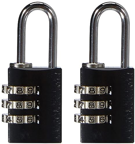 ABUS Zahlenschloss 145/20 Schwarz - Kofferschloss, Spindschloss u. v. m. - Aluminium-Vorhängeschloss - individuell einstellbarer Zahlencode - ABUS-Sicherheitslevel 3 (Packung mit 2)