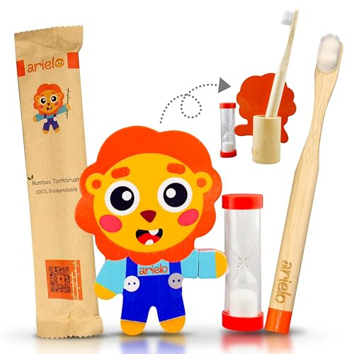 Arielo Lion Toothbrush Holder - Kids Toothbrush with Timer - Autism & Sensory Kids (Leo)