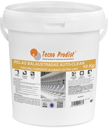 Tecno Prodist Righelli BalaUSTRATE AUTOCLEAN (10 kg) Vernice balustrate e reticoli a base d'acqua, colore bianco, lunga durata, traspirante, autopulente alla pioggia, per interni ed esterni
