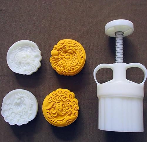 Luminexia Mooncake Mould Cookie Stamps Moon Cake Mold 3D Crab/Flor/Mango,Mooncake Press Molds Biscuits Stamp Cake Mould Baking Accessories Making Traditional Festival Mooncakes,8 Styles