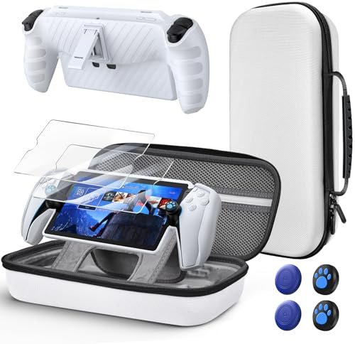 KOVA Hard Carrying Case with Protective Cover for PlayStation Portal, Accessories Storage Bag with TPU Non-Slip Soft Case Cover with Kickstand,Screen Protectors,Thumb Grips for PS5 Portal Console