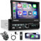 Autoradio 1 Din con Schermo a Scomparsa con Senza Fili Carplay Android Auto, Hodozzy Motorizzato Schermo 7 Pollici 1 Din Stereo Auto con Bluetooth, Mirror Link, EQ, USB/AUX, FM RDS Radio+Telecamera