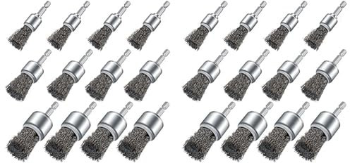 ISKDJBJG 24 Cepillos de Alambre para Taladro, Cepillos de Copa de Rueda de Alambre para EliminacióN de ÓXido de Superficie de Pintura de Taladro y Espacios PequeñOs
