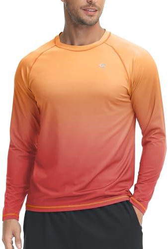 Tyhengta Men's UV Protection T-Shirt Long Sleeve Tops Summer Sun Protection UPF 50+ Rashguard Shirts Quick Dry Swimming T-Shirt