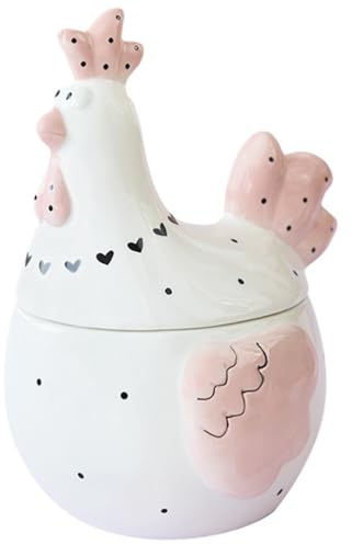 ABOOFAN Ceramic Chicken Shaped Storage Jar with Airtight Lid Decorative Cookie Jar for Egg Snack Holder for Kitchen Counter Easter Decor