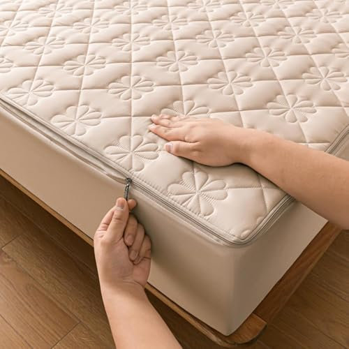 DSSHENGDS Coprimaterasso con Cerniera，Proteggi Materasso Personalizzabile Rivestimento，Trapuntato Cinque Lati Lavabile Imbottito Lenzuolo