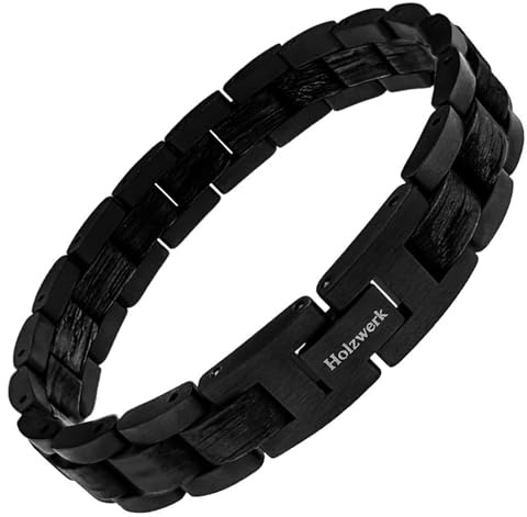 Holzwerk KALKSEE Natur Holz Armband für Damen und Herren Holzarmband Herrenarmband Damenarmband Blau Braun Einstellbar inkl. Aufbewahrungsbox
