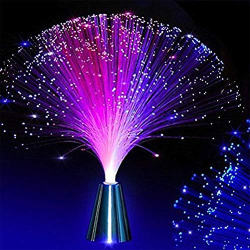 LED -fiberoptisk Byte Av Färg Nattljuslampa, Vackert Nattljus Hem med Fiberoptiskt Ljus för Hemmet (SILVER)