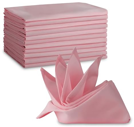 100% Polyester Table Napkins - 20 x 20 Cloth Napkins for Formal Dining, Weddings, Events, Restaurants, Durable & Machine Washable with Elegant Finish - Dusty Pink, 6pcs