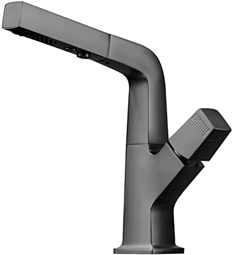 washbasin Hand with Shower Single Lever Basin Faucet Bathroom high Black (Color : Pistolengrau)