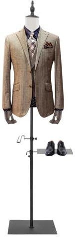 Schneiderpuppe Männlich, Verstellbar Kleiderpuppe Kleid Display Herrnbüste Schaufensterpuppe mit Hosenhalter und Schuhhalter