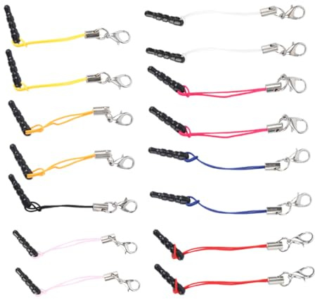 BUGUUYO 15 Stück Teiliges Charm Straps mit Staubschutz Steckern und Robusten Karabinerverschlüssen Bunte Handyanhänger für DIY Schmuck Leicht Anzubringen Vielseitig für Smartphone