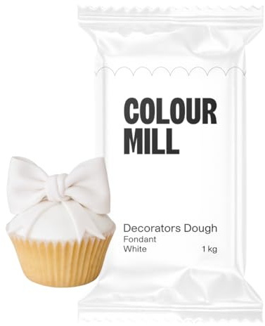Colour Mill Decorators Dough Edible Cake Covering | Easy-to-Roll, Easy-to-Drape Fondant | Vanilla-Flavored Sugarpaste - 2.2 Pounds White