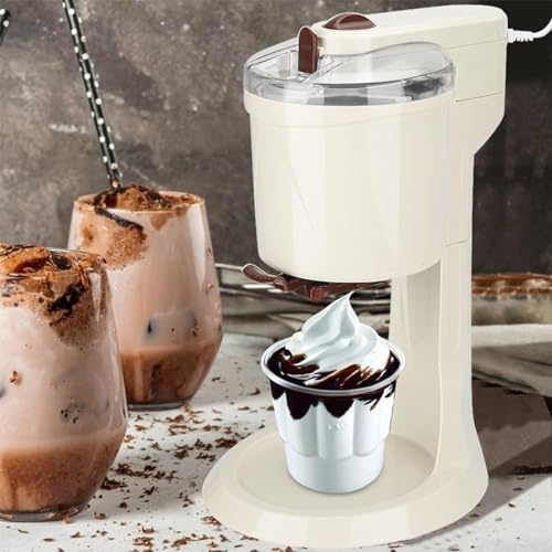 Ice Cream Maker with Compressor - Fully Automatic Soft Serve Machine for Easy One Push Operation - Ideal for Home Use, Mini Fruit Ice Cream Cone Maker