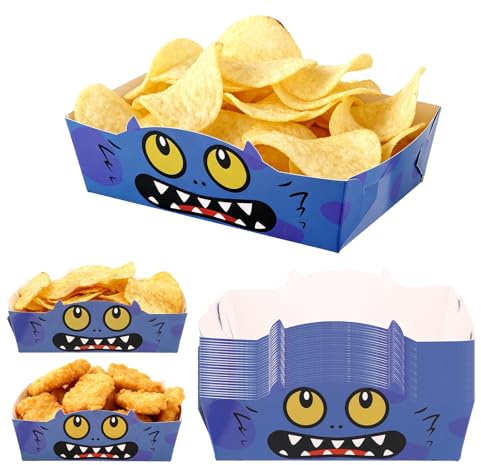 50pz Vassoio Alimenti Cartonea Tema Cartone Animato, Vassoio Carta per Alimenti Oleata Impermeabile per Feste Compleanno a Tema Eventi di Halloween Forniture(Viola)