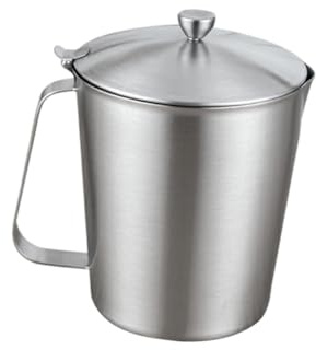 POPETPOP Doseur Inox avec Couvercle Pichet à Lait avec Graduation Précise Résistant aux Chutes pour Café Latte Art et Boissons Lactées à Domicile ou Restaurant