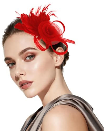 VLYX Vintage Fascinator med Spets & Fjäder, Hårklämma - Elegant Huvudaccessoar för Bröllop, Trädgårdsfest, Tekalas eller Födelsedag