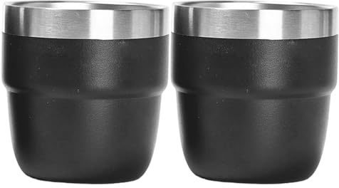 Tazza termica piccola, 2 tazze da caffè espresso sottovuoto in acciaio inossidabile impilabili da 4 once per viaggi in campeggio auto