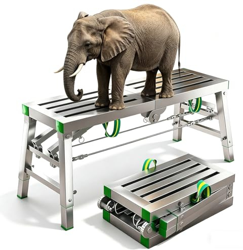 Banco Plegable Plataforma de Trabajo Escalera de Aluminio, Andamio Portátil 400 Kg de Capacidad de Carga, Escalera Andamio Plegable, Regulable en Altura,140 * 40cm