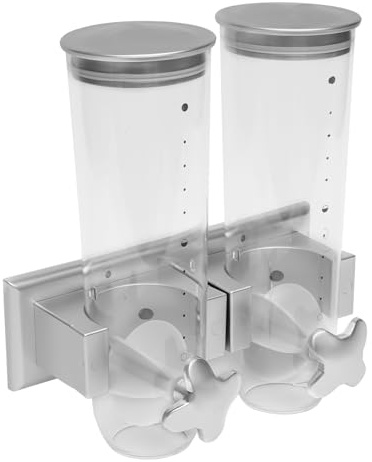 zguoeouo Dispensador de cereales (3 L, doble, montaje en pared), color plateado