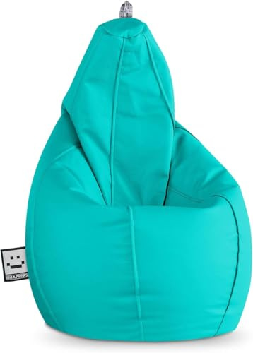 HAPPERS Puff Pera para Salón y Dormitorio con Relleno | Polipiel Alta Resistencia | Sillón Relax Ergonómico Infantil y Juvenil | Puff para Leer y Jugar | Turquesa 130x75 XL