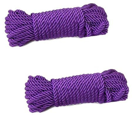 CraftCurl Nylon Twisted Rope - Durable Slightly Shiny Braided Polyester Rope - Suitable for Camping, Tie Down & Luggage - Purple, 2-Pack
