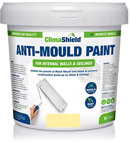 SmartSeal Anti Mould Paint - 5 Litres - For Bathroom, Kitchen and Bedroom Walls & Ceilings. Ultimate Protection Against Dangerous Mould - 5yr Mould Resistance - Magnolia Finish