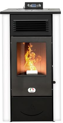 STUFE A PELLET ITALIA Canada 12 KW Canalizzata 5 Stelle - Stufa ad Aria Ventilata Efficienza 91% Scalda 120m² Autonomia 15H Programmabile 5 Velocità e Potenze Garanzia 24 Mesi Bianco